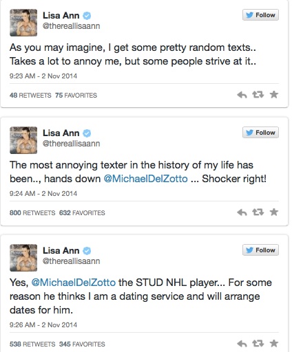 Lisa Ann Puts Michael Del Zotto on Blast