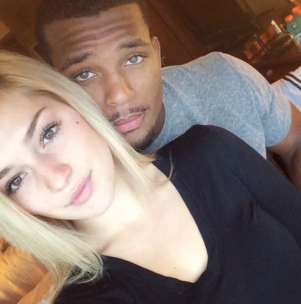 Ameer Abdullah the running back for DT and his girlfriend Georgia Ellenwood.