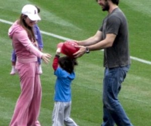 Dan Haren with his wife and family